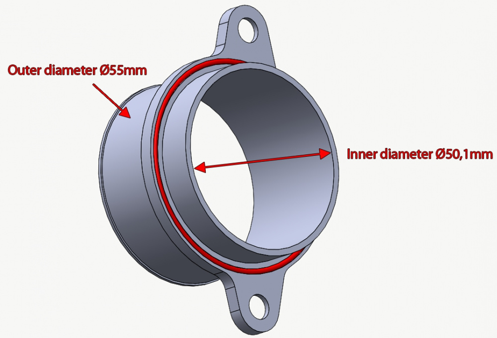 Porsche 997.1 TT/GT2 2007-09 Adaptateur 50mm compresseur boîtier