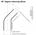 Durite silicone Noir de 45 degrés 3,125 - 4\'\' (80-102mm)