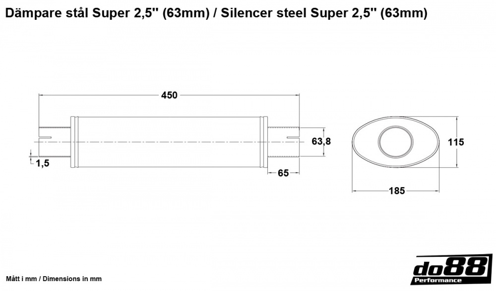 Silencieux en acier Super 2,5'' (63mm)