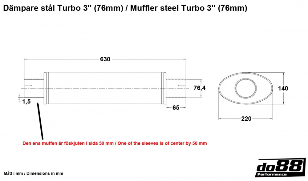 Silencieux en acier Turbo 3\'\' (76mm)