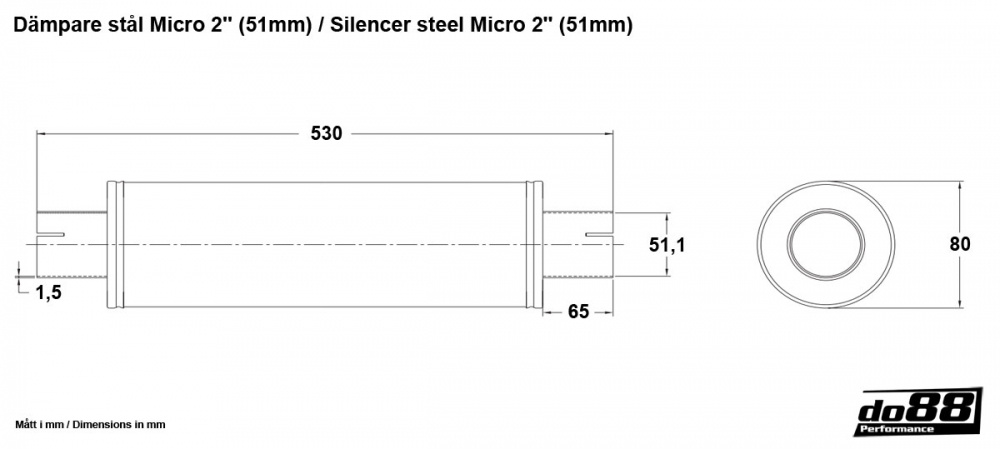 Silencieux en acier Micro 2'' (51mm)