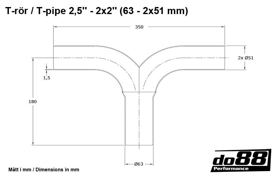 Couplage-T 2,5'' - 2X2'' (63- 2X51 mm)