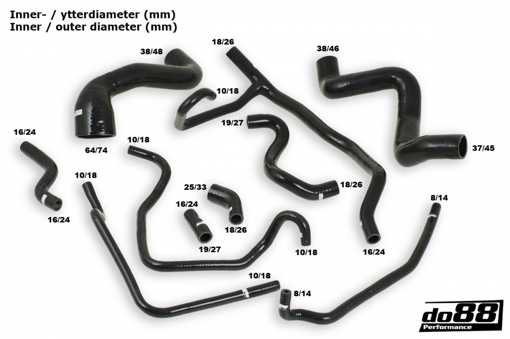 Porsche 968 Durites de refroidissement Noir Porsche 968 Durites de refroidissement Noir
